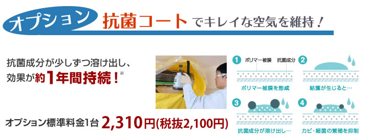 オプションの抗菌コートでキレイな空気を維持!